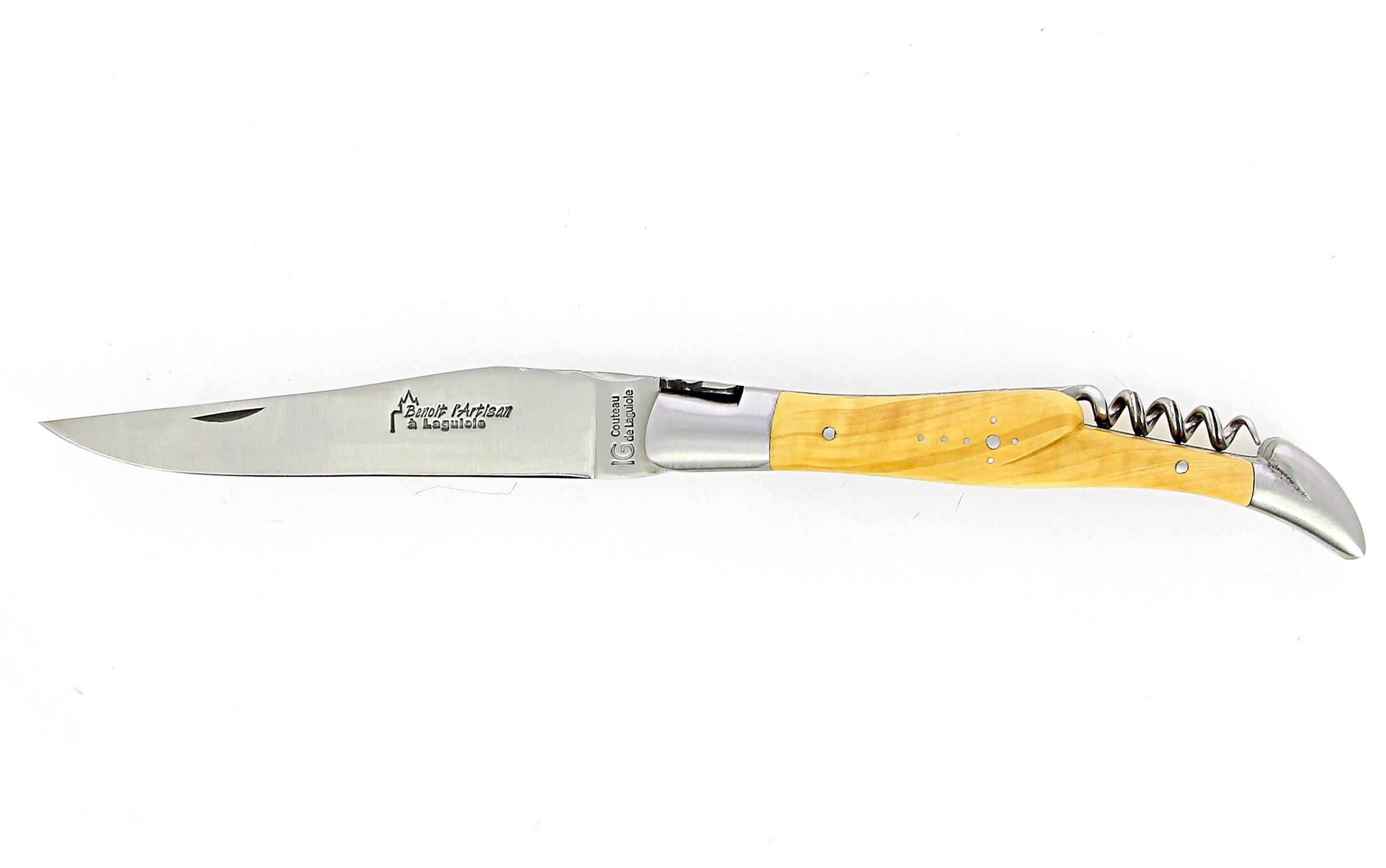 IG Couteau de Laguiole double platine avec tire bouchon et lame 14C28