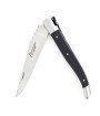 Laguiole pliant 12cm, manche en fibre de carbone, intercalaires blancs, mitres inox brossées