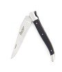 Laguiole pliant 12cm, manche en fibre de carbone, intercalaires orange, mitres inox brossées