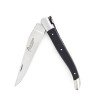 Laguiole pliant 12cm, manche en fibre de carbone, intercalaires turquoise, mitres inox brossées