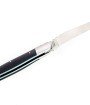 Laguiole pliant 12cm, manche en fibre de carbone, intercalaires turquoise, mitres inox brossées