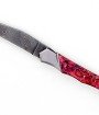 Laguiole Tribal 12 cm Abeille Forgée manche en abalone rouge et deux mitres inox platines guillochées lame damas inox