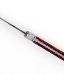Laguiole Tribal 12 cm Abeille Forgée manche en abalone rouge et deux mitres inox platines guillochées lame damas inox