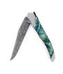 Laguiole Tribal 12 cm Abeille Forgée manche en bois de peuplier et deux mitres inox platines guillochées lame damas inox