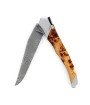 Laguiole Tribal 12 cm Abeille Forgée manche en bois de cade et deux mitres inox platines guillochées lame damas inox
