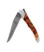 Laguiole Tribal 12 cm Abeille Forgée manche en bois de cade et deux mitres inox platines guillochées lame damas inox