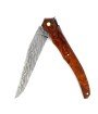 Laguiole Tribal 12 cm Abeille Forgée plein manche en bois de fer, platines guillochées et lame damas carbone
