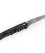 Laguiole Tribal 12 cm Abeille Forgée plein manche en loupe amboine verte, platines guillochées et lame damas carbone
