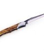 Laguiole Tribal 12 cm Abeille Forgée manche en bois de hêtre échauffé, deux mitres inox, platines guillochées et lame brute de forge