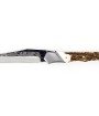 Laguiole Tribal 12 cm Abeille Forgée manche en bois de cerf, deux mitres inox platines guillochées et lame brute de forge