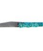 Laguiole Tribal 12 cm Abeille Forgée plein manche en erable negundo turquoise, platines guillochées et lame damas inox