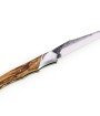 Laguiole Tribal 12 cm Abeille Forgée manche en bois olivier, deux mitres inox, platines guillochées et lame brute de forge