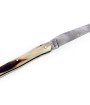Laguiole 13 cm Abeille Forgée plein manche en pointe de corne, platines inox lame damas inox