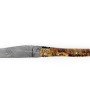 Laguiole 13 cm Abeille Forgée plein manche en loupe d'amboine, platines inox lame damas inox