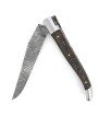 Laguiole 12 cm Abeille Forgée manche en fibre de carbone inclusion fil d'or et deux mitres inox platines guillochées lame damas inox