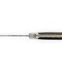 Laguiole 12 cm Abeille Forgée manche en fibre de carbone inclusion fil d'or et deux mitres inox platines guillochées lame damas inox