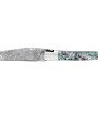 Laguiole 12 cm Abeille Forgée Double Platine manche en abalone et deux mitres inox lame damas inox