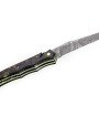 Laguiole Tribal 12 cm Abeille Forgée plein manche en fibre de carbone damasé et jaune, platines guillochées lame damas cinox