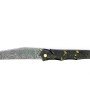 Laguiole Tribal 12 cm Abeille Forgée plein manche en fibre de carbone damasé et jaune, platines guillochées lame damas cinox