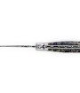 Laguiole 12 cm Abeille Forgée Double Platine manche en pierre de lave et deux mitres inox lame damas inox