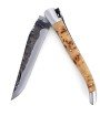 Laguiole pliant doubles platines, 13 cm, manche en genévrier, mitres inox brossées