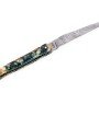 Laguiole 12 cm Abeille Forgée plein manche en peuplier stabilise bleu, platines inox guillochés et lame damas inox