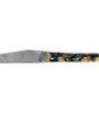 Laguiole 12 cm Abeille Forgée plein manche en peuplier stabilise bleu, platines inox guillochés et lame damas inox