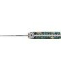 Laguiole 12 cm Abeille Forgée plein manche en peuplier stabilise bleu, platines inox guillochés et lame damas inox