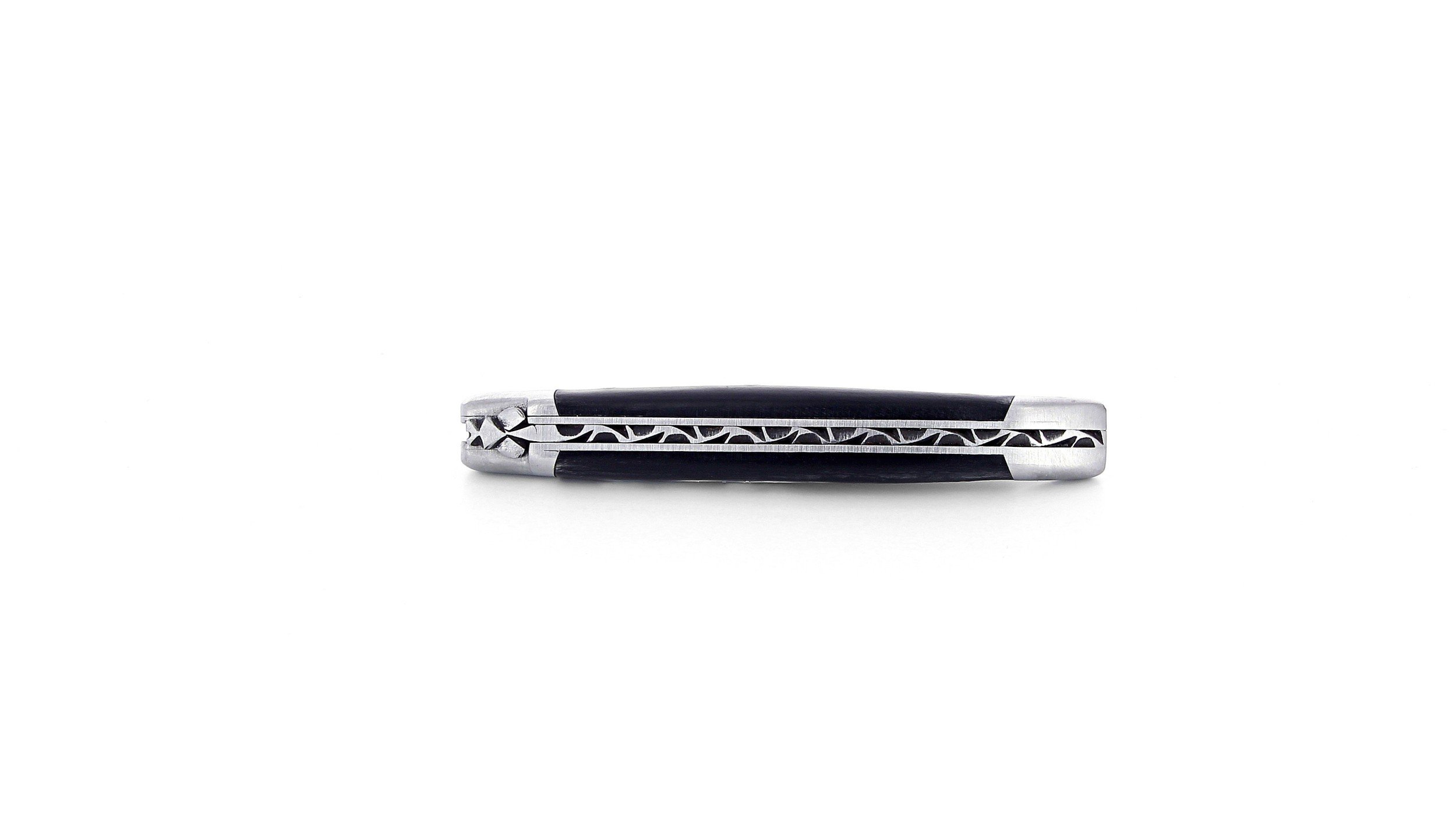 Laguiole pliant 11 cm, manche en corne de vache Aubrac, mitres inox brossées