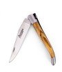 Laguiole pliant 12cm, manche en olivier, mitres inox brossées