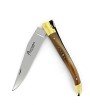 Laguiole pliant 12cm, manche en corne massive blonde, mitres laiton