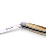 Laguiole pliant doubles platines, 12 cm, manche en pistachier, mitres inox brossées