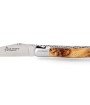 Laguiole pliant doubles platines, 12 cm, manche en genévrier, mitres inox brossées