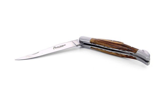 Couteau Laguiole en Aubrac 2 pièces 12cm avec Tire Bouchon Manche Genevrier  2 Mitres Inox Brossé Double Platines -  ®