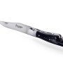 Laguiole pliant avec tire-bouchon, 12 cm, manche en corne de vache Aubrac, mitres inox brossées