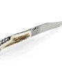 Laguiole pliant avec tire-bouchon, 12 cm, manche en bois de cerf, mitres inox brossées